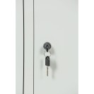Metallspind, niedrig, 2-türig, 1500 x 600 x 500 mm, Zylinderschloss, dunkelgraue Tür