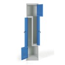 Metallspind, Z-Türen, 2 Fächer, Zylinderschloss, blaue Tür