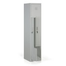 Metallspind, Z-Türen, 2 Fächer, Zylinderschloss, graue Tür