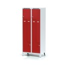 Metallspind, Z-Türen, mit Füßen, 4-teilig, rote Tür, Spind, Zylinderschloss