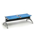 Metalowa ławka do poczekalni STRONG, bez oparcia, 2-miejscowa, niebieska