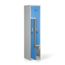 Metalowa szafka ubraniowa Z, 2 przegródki, zamek cylindryczny, drzwi niebieskie
