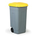 Mobiler plastik Mülleimer 100 l, für mülltrennung, gelber Deckel