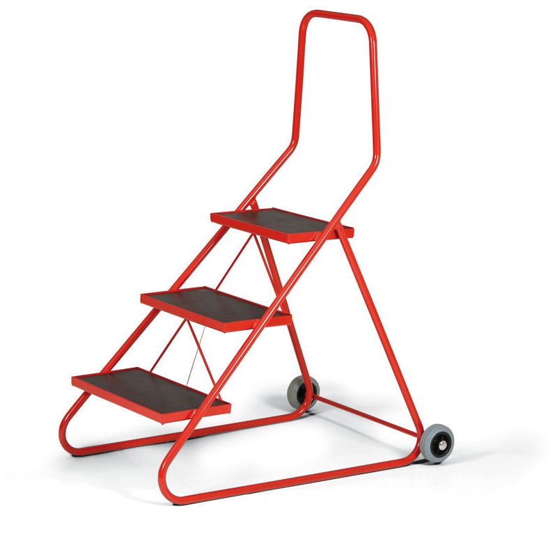 Mobilné schodíky 630 mm, 3 priečky, výška plošiny 63 cm