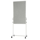Mobilní kombinovaná tabule, bílá magnetická/šedá textilní, 700x1200 mm