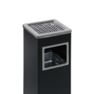 Mülleimer mit Aschenbecher und Innenbehälter für draußen, 11,5 l, schwarz / Edelstahl