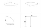 Narożnik biurka MIRELLI A+, 800 x 800 x 750 mm, biały/dąb sonoma