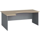 Narożny stół biurowy PRIMO FLEXI, zaokrąglony, 1800 x 1200 mm, szary / brzoza, lewy
