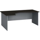 Narożny stół biurowy PRIMO FLEXI, zaokrąglony, 1800 x 1200 mm, szary / wenge, lewy