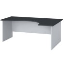 Narożny stół biurowy PRIMO, zaokrąglony 1800 x 1200 mm, grafitowy, prawy