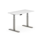 Nastaviteľný stôl elektrický, biela 1600x800 mm, sivá podnož, 2 motory, zaoblené rohy