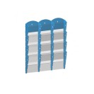 Nástenný plastový zásobník na prospekty - 3x4 A5, modrý