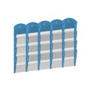 Nástenný plastový zásobník na prospekty - 5 x 4 A4, modrý