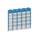 Nástenný plastový zásobník na prospekty - 5 x 5 A4, modrý