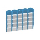 Nástenný plastový zásobník na prospekty - 5x4 A5, modrý
