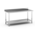 Nerezový pracovný stôl s policou a ohrádkou, 1800 x 700 x 850 mm