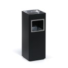 Odpadkový koš s popelníkem a vnitřní nádobou, 11,5 l, černý / nerez