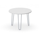 Okrągły stół kawowy SPIDER, średnica 600 mm, szaro-srebrny stelaż, blat biały