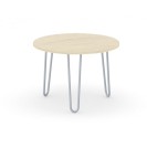 Okrúhly konferenčný stôl SPIDER, priemer 600 mm, sivo-strieborná podnož, doska dub prírodný