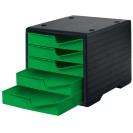 Organizer na dokumenty, 5 szuflad, czarny/zielony