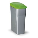 Plastik Mülleimer mit Deckel, 25 l, 215 x 360 x 510 mm, Deckel: grün