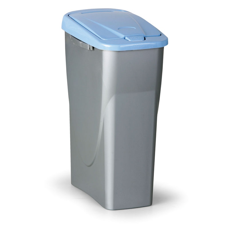 Plastik Mülleimer mit Deckel, 40 l, 250 x 420 x 620 mm, Deckel: blau
