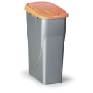 Plastik Mülleimer mit Deckel, 40 l, 250 x 420 x 620 mm, Deckel: orange