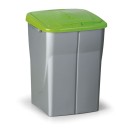 Plastik Mülleimer mit Deckel, 45 l, 370 x 365 x 515 mm, Deckel: grün