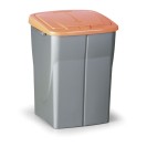 Plastik Mülleimer mit Deckel, 45 l, 370 x 365 x 515 mm, Deckel: orange