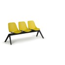 Plastikowa ławka do poczekalni MONOSHELL, 3-miejscowa, żółta