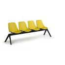 Plastikowa ławka do poczekalni MONOSHELL, 4-miejscowa, żółta
