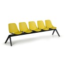 Plastikowa ławka do poczekalni MONOSHELL, 5-miejscowa, żółta