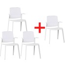 Plastikowe krzesła GEORGE 3+1 GRATIS, biały