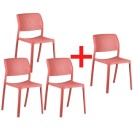 Plastikowe krzesło do jadalni NELA 3+1 GRATIS, bordowe