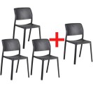 Plastikowe krzesło do jadalni NELA 3+1 GRATIS, czarny