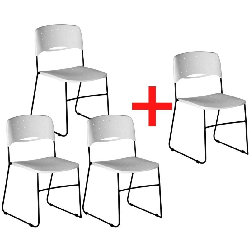 Plastikowe krzesło SQUARE 3+1 GRATIS, biały