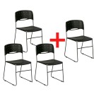 Plastikowe krzesło SQUARE 3+1 GRATIS, czarny