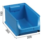 Plastikowe pojemniki PLUS 4, 205 x 355 x 150 mm, niebieskie, 12 szt.