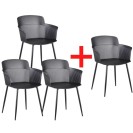 Plastová bistro stolička MOLLY 3+1 ZADARMO, čierna