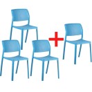Plastová jedálenská stolička NELA 3+1 ZADARMO, modrá