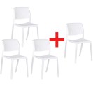 Plastová jídelní židle NELA 3+1 ZDARMA, bílá