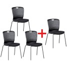 Plastová konferenčná stolička OPEN 3+1 ZADARMO, čierna