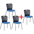Plastová konferenčná stolička OPEN 3+1 ZADARMO, modrá