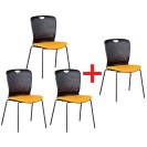 Plastová konferenčná stolička OPEN 3+1 ZADARMO, oranžová