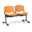 Plastová lavica do čakární ISO, 2-sedadlo, oranžová, chróm nohy