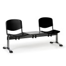 Plastová lavica do čakární ISO, 2-sedadlo, so stolíkom, čierna, chróm nohy