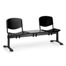 Plastová lavica do čakární ISO, 2-sedadlo, so stolíkom, čierna, čierne nohy