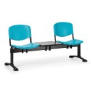 Plastová lavica do čakární ISO, 2-sedadlo, so stolíkom, zelená, čierne nohy