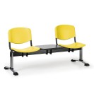 Plastová lavica do čakární ISO, 2-sedadlo, so stolíkom, žltá, chróm nohy