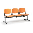 Plastová lavica do čakární ISO, 3-sedadlo, oranžová, chróm nohy